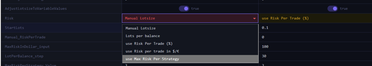 Drop-down menu on a field with a limited set of options