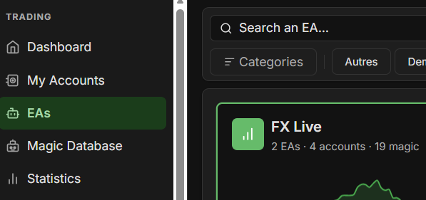 The FX Live EA page